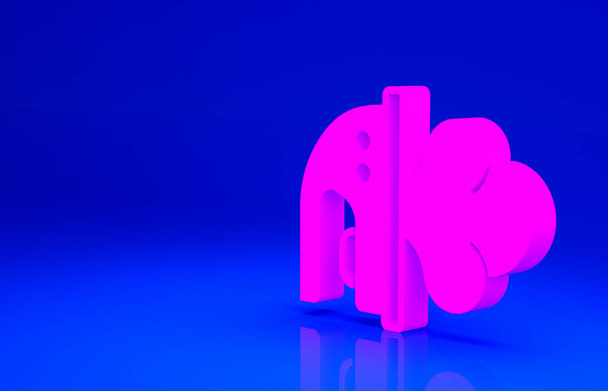 Różowy elektryczny ikona żelaza izolowane na niebieskim tle. Żelazko. Koncepcja minimalizmu. Ilustracja 3D 3D renderowania - Zdjęcie, obraz