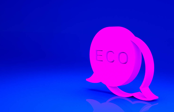 Pink Banner, label, tag, logo voor eco groene gezonde voeding pictogram geïsoleerd op blauwe achtergrond. Biologisch product. Gezonde voedselsticker. Minimalisme concept. 3d illustratie 3D renderen - Foto, afbeelding