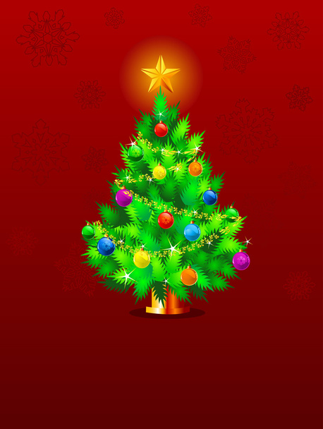 χριστουγεννιάτικο δέντρο και νιφάδες χιονιού - Διάνυσμα, εικόνα