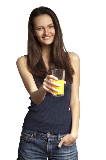 Beautiful girl with orange juice - Fotografie, Obrázek