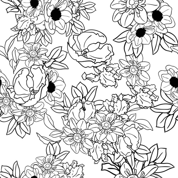 elegance seamless pattern with floral elements - Vector, imagen