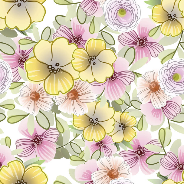 elegance seamless pattern with floral elements - Vector, Imagen
