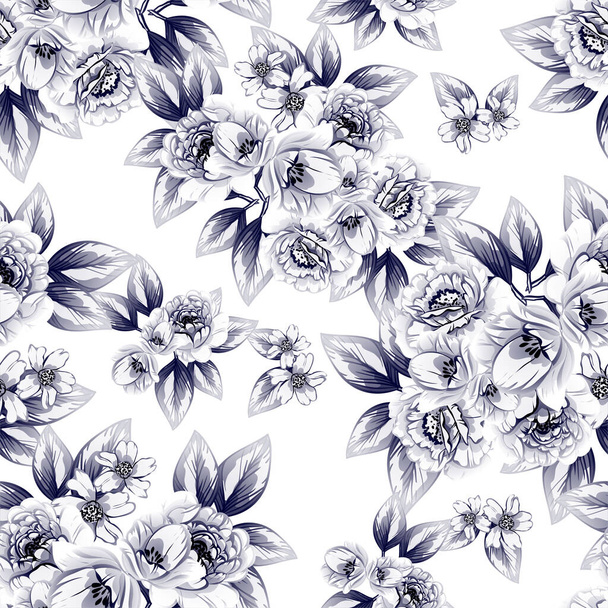 elegance seamless pattern with floral elements - Vector, Image