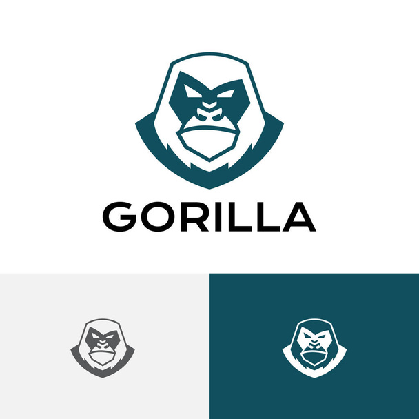 Big Strong Gorilla Silverback Monkey Ape Animal Logo - Vector, Image