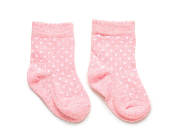 Βρεφικές κάλτσες σε λευκό φόντο - Φωτογραφία, εικόνα