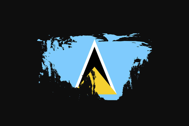 Flagge im Grunge-Stil von Saint Lucia. Es wird T-Shirt-Grafiken, Druck, Poster und Hintergrund verwendet werden. - Vektor, Bild