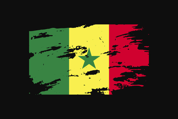 Bandera Grunge Style del Senegal. Se utilizará gráficos de camiseta, impresión, póster y fondo. - Vector, imagen