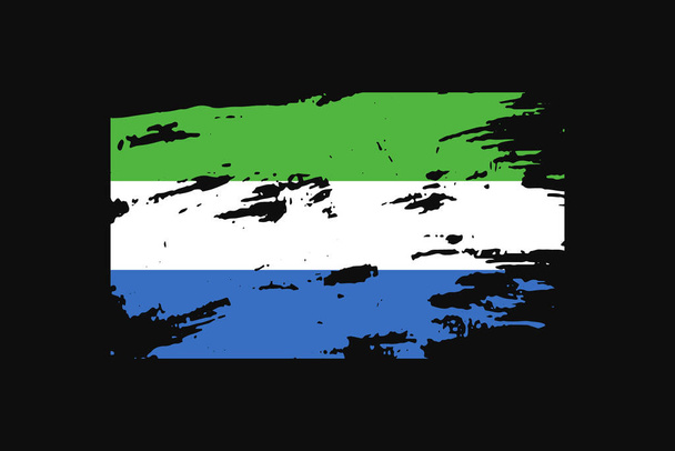 Grunge Style Flag of the Sierra Leone Він буде використовуватися для футболки графіка, друк, плакат і задній план. - Вектор, зображення