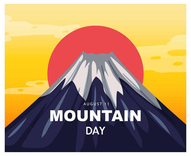 Mountain Day in Japan banner with Mount Fuji background illustration - Vector, Image