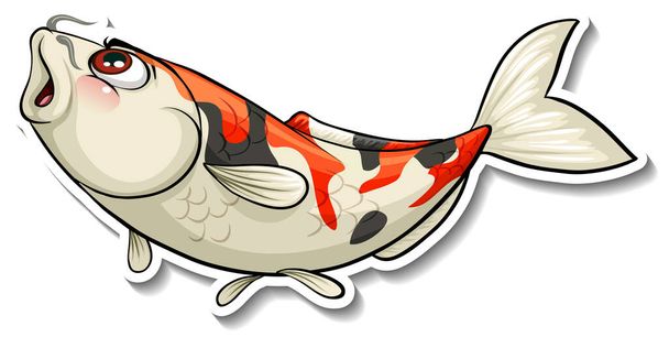 Koi carpa pesce cartone animato adesivo illustrazione - Vettoriali, immagini