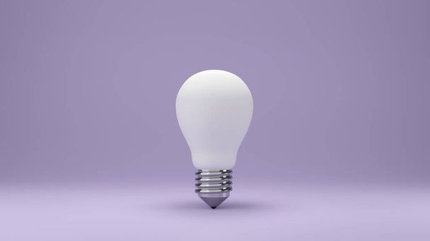 Weiße Glühbirne auf hellviolettem Hintergrund in Pastellfarben. - Foto, Bild