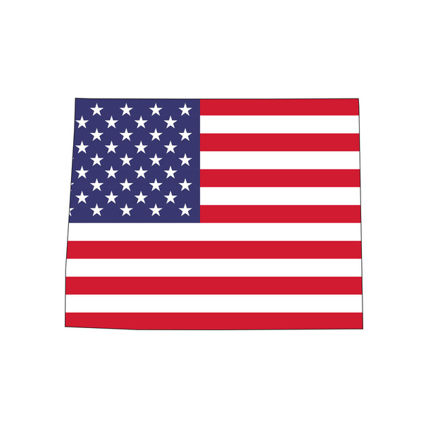Карта штата Вайоминг с американским национальным флагом на белом фоне - Вектор,изображение