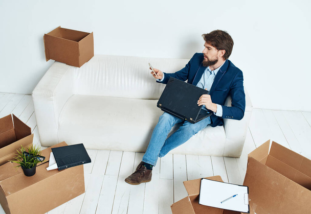 manager with boxes of things office moving official - Photo, Image