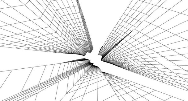 abstrato arquitetura 3d ilustração fundo - Vetor, Imagem