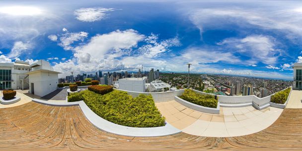 Manila, hlavní město Filipín s mrakodrapy. Virtuální realita 360 - Fotografie, Obrázek