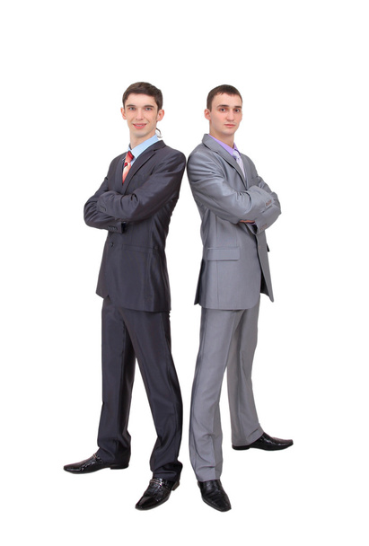 Two young businessman posing back together team portrait - Fotoğraf, Görsel