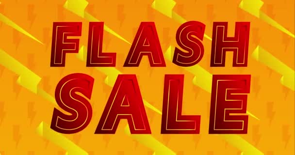Animacja 4k. Baner promocyjny Flash Sale. Nagranie wideo z czerwonymi i żółtymi ikonami flash. Projekt graficzny reklamy i oferta specjalna. - Materiał filmowy, wideo