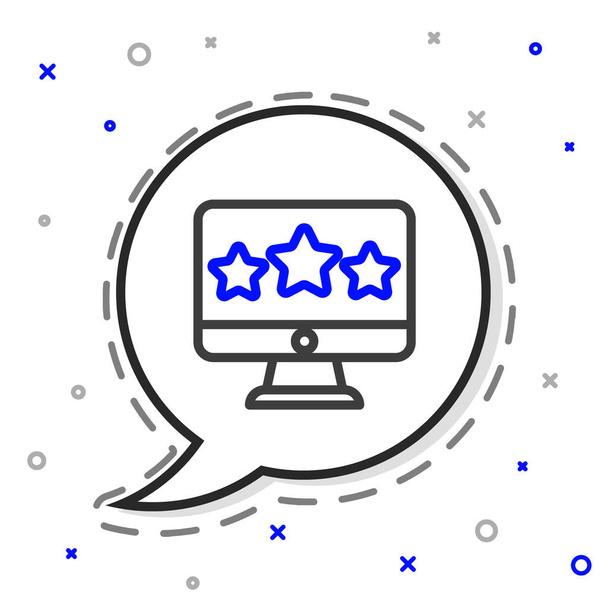 Line Vijf sterren klant product rating review icoon geïsoleerd op witte achtergrond. Favoriete, beste beoordeling, award symbool. Kleurrijk concept. Vector - Vector, afbeelding