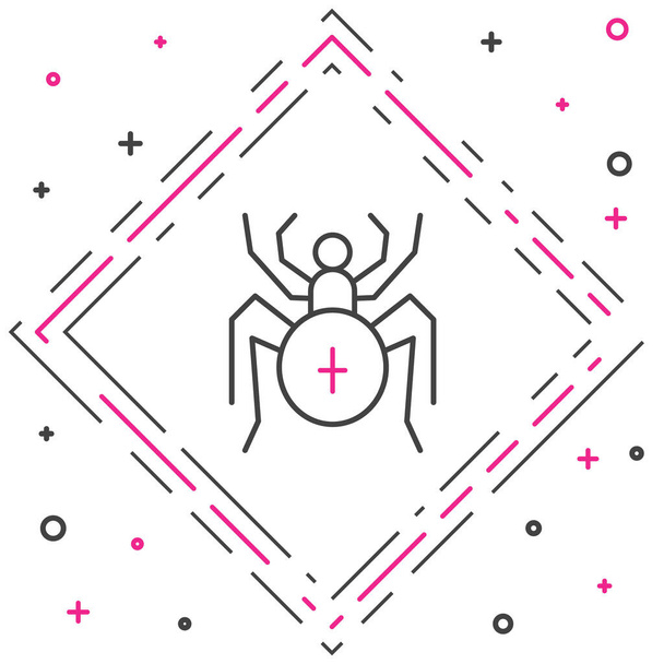 Line Spider icon isolated on white background. Happy Halloween party. Colorful outline concept. Vector - Vector, Image