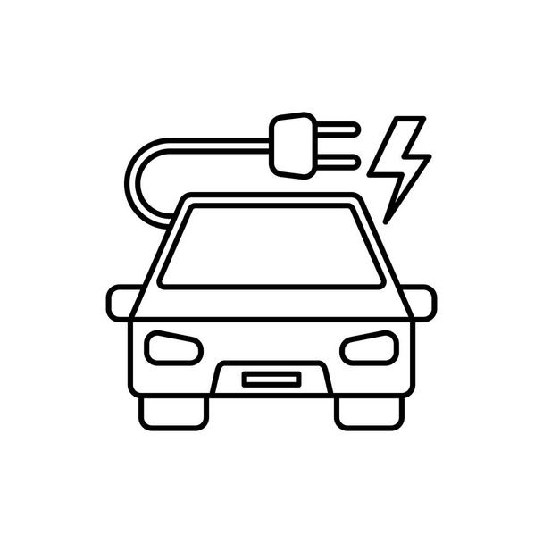 elektryczny samochód ikona, naładować samochód wektor EV samochód ilustracja - Wektor, obraz