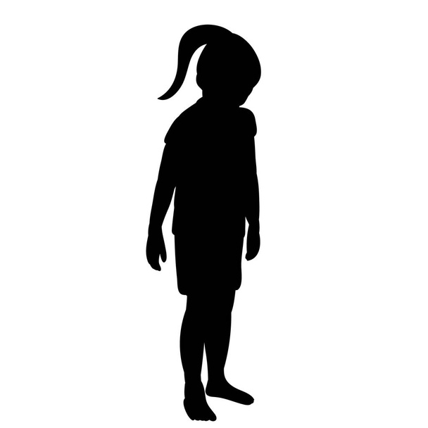 black silhouette of a child girl, isolated - Vector, Image