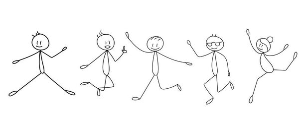 stick figure dudi jumping, joy, isolated, vector - Vector, Image