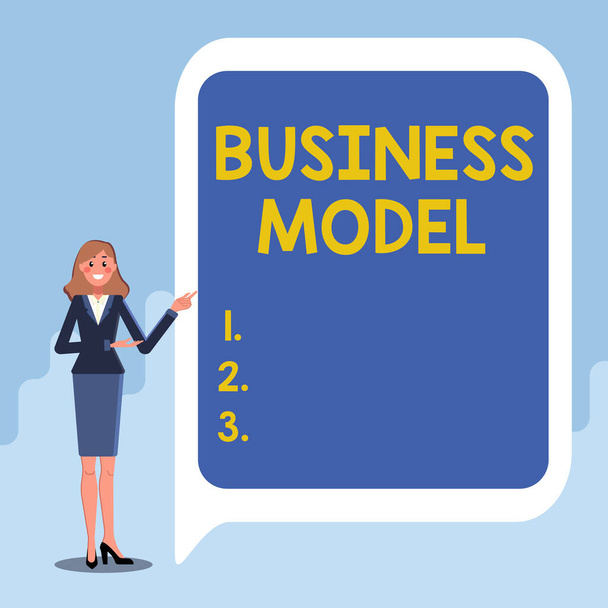Wyświetlacz koncepcyjny Business Model. Word Napisane na modelu pokazującym, jak firma działa, aby wygenerować większy zysk Wyświetlanie ważnych informacji, Prezentacja nowych pomysłów - Zdjęcie, obraz