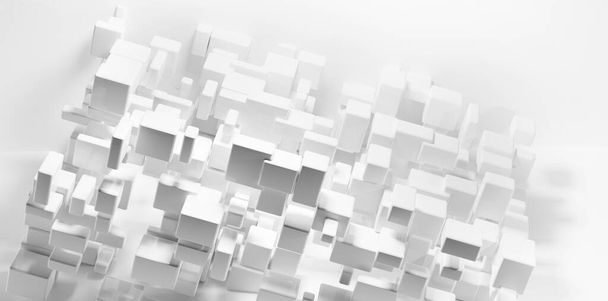 Abstract white cubes background. Modern, low contrast backdrop, wallpaper. 3D illustration - Photo, Image