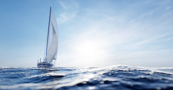 Yacht a vela sull'oceano nella giornata di sole - Foto, immagini