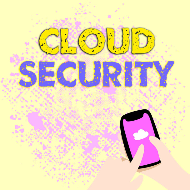 Text showing inspiration Cloud Security. Business idea Imposing a secured system of existing data in the Internet Abstract Spreading Message Online, Global Connectivity Concepts - Photo, Image