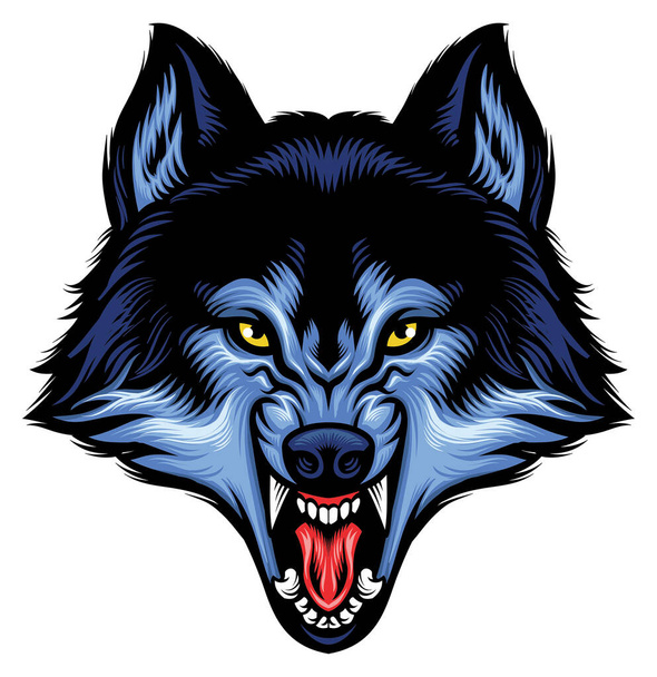 angry wolf head show his sharp teeth - Vector, Image