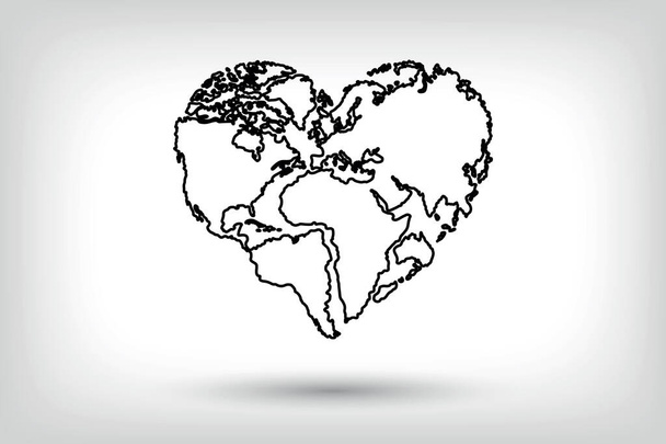 Мир сердца, мир и любовь, карта счастливого мира - Вектор,изображение
