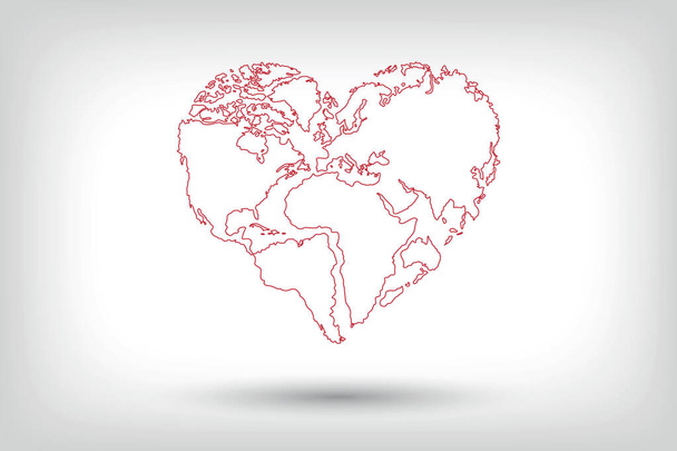 Мир сердца, мир и любовь, карта счастливого мира - Вектор,изображение