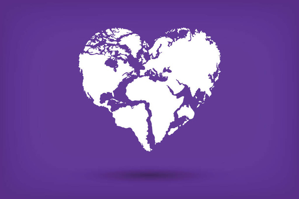 Hart Wereld, Wereld en Liefde, Gelukkige Wereld Kaart - Vector, afbeelding