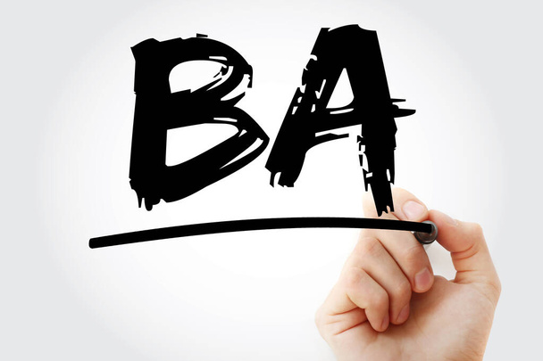 BA - Business Agility Akronym mit Marker, Konzepthintergrund - Foto, Bild