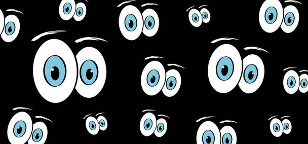 Cartoon blauwe sprankelende ogen. Handgetekende oogemoties, emoties, expressie en knipoog. f - Foto, afbeelding