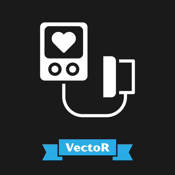 White Blood pressure icon isolated on black background.  Vector. - Vector, Image