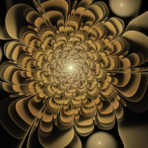Patrón fractal de renderizado original. Arte fractal digital. Oscuro  - Foto, Imagen