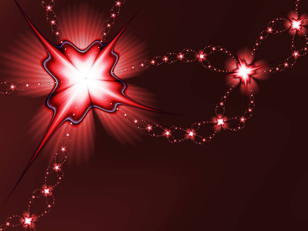 Fractal image with fantasy flowers. Template with place for inserting your text. Fractal art as red background. - Photo, Image