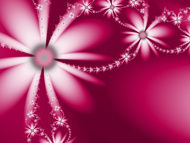 Fractal image with fantasy flowers. Template with place for inserting your text. Fractal art as red background. - Photo, Image