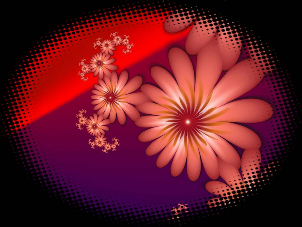Etykieta dekoracyjna z kwiatem fraktalnym - Zdjęcie, obraz