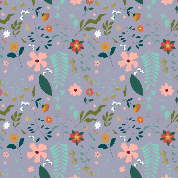 Abstract flat hand draw floral pattern background. Vector illustration. - Vetor, Imagem