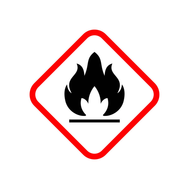 Simbolo del glifo di avvertimento materiale infiammabile isolato sul bianco - Vettoriali, immagini