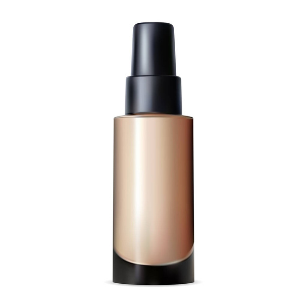 Foundation cream bottle, creamy makeup base package, glossy skin tint product mockup. Smudge primer package design. Face toner container - Διάνυσμα, εικόνα