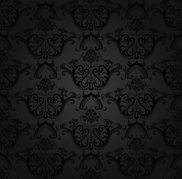 Charcoal floral seamless wallpaper - Vector, Image