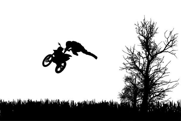Vector silhouette of a man on a motorcycle. - Vector, Image