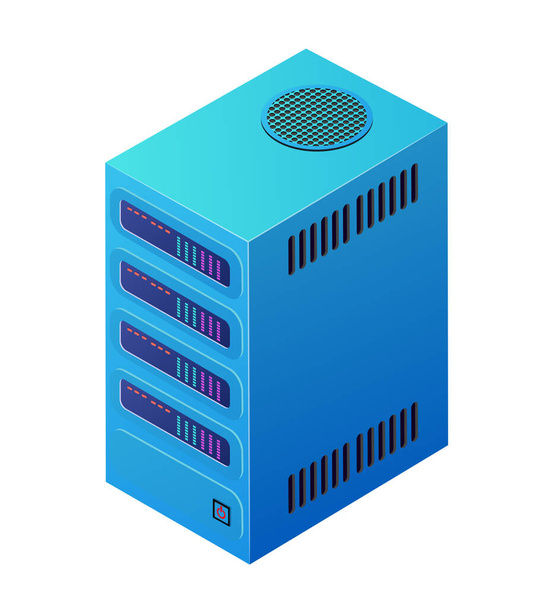 Tecnología de red de servidor único de centro de datos de conexión - Vector, Imagen