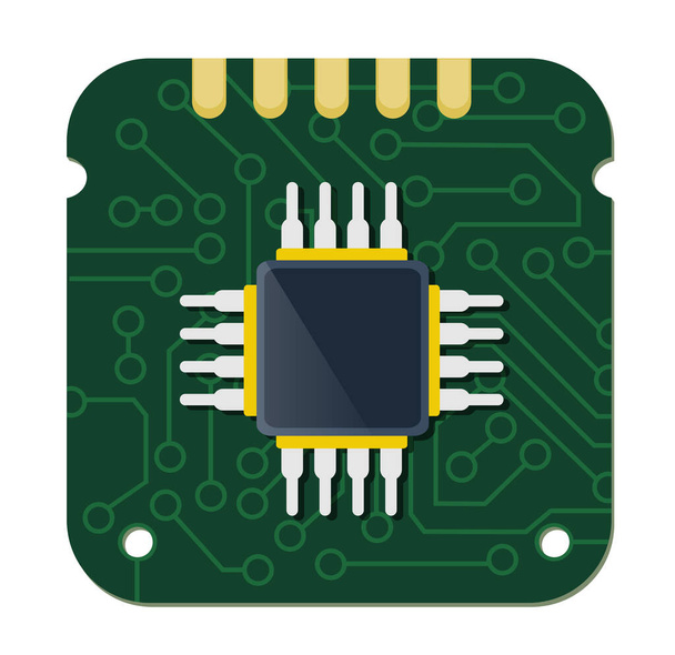 Dispositivo de un solo chip de microcircuito electrónico de tecnología - Vector, Imagen