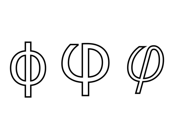 phi greek letter symbol on white background - Vector, Image