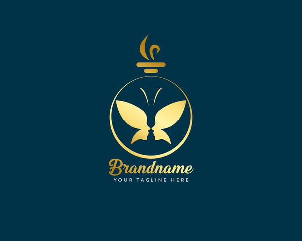 Golden Butterfly logo design  - Vector, Image